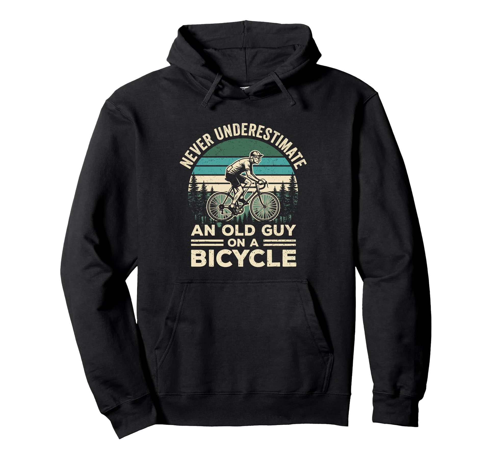 Old Guy Bicycle Sunset Cycling Gift Hoodie - Novelty Apparel Unisex - T-Shirt, Sweatshirt, Hoodie