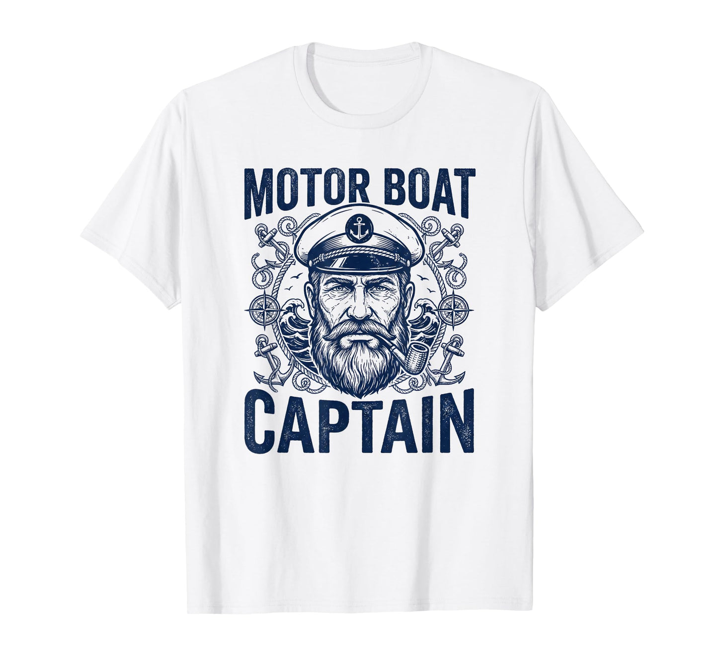 Motor Boat Captain Bearded Sailor Nautical T-Shirt - Unique Graphic Unisex - T-Shirt, Sweatshirt, Hoodie