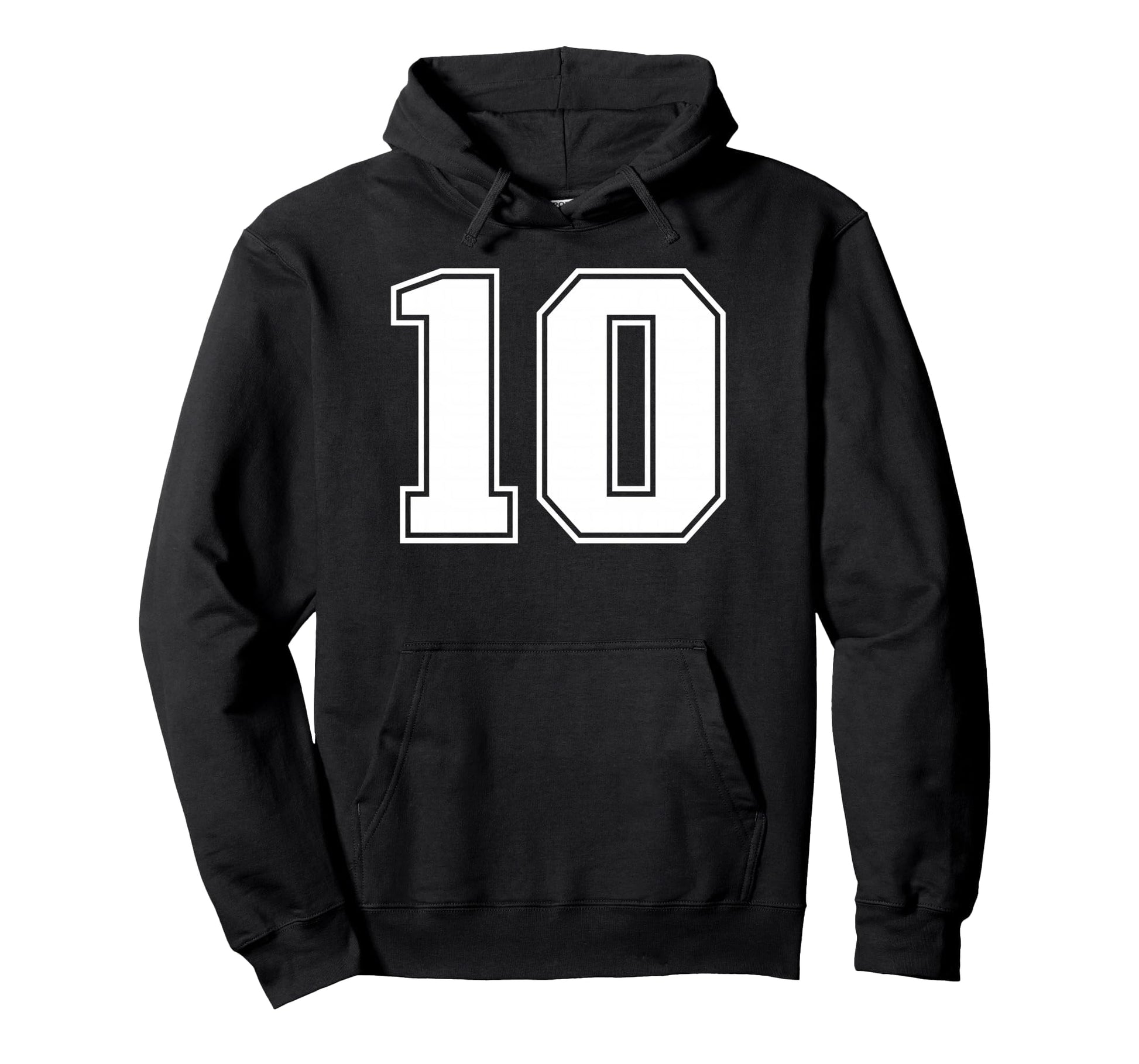 10 Number Ten Team Sports Varsity Hoodie - Novelty Apparel for Adults - T-Shirt, Sweatshirt, Hoodie