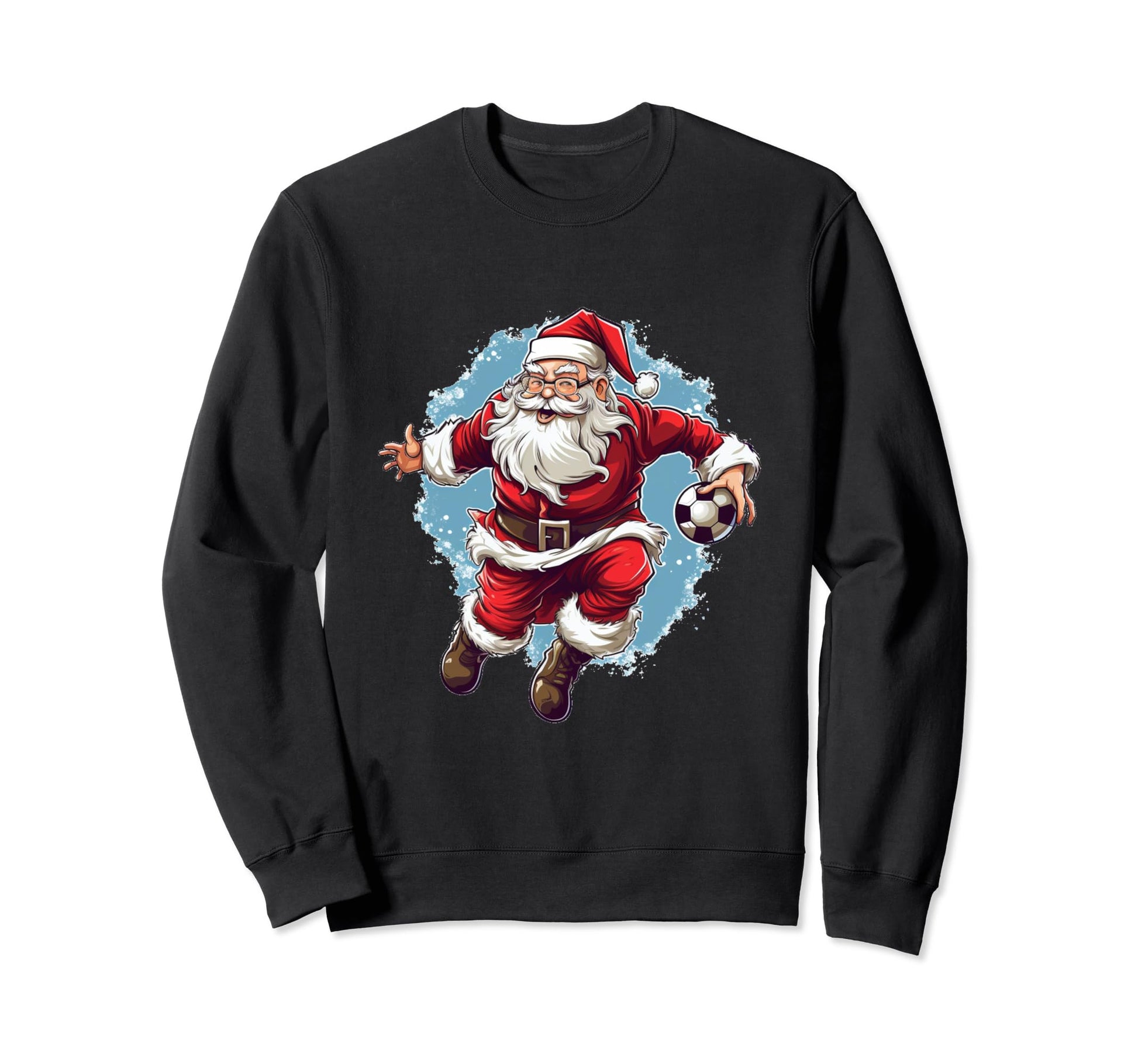 Santas Claus Playing Soccer Sweatshirt - Casual Everyday Wear Unisex - T-Shirt, Sweatshirt, Hoodie