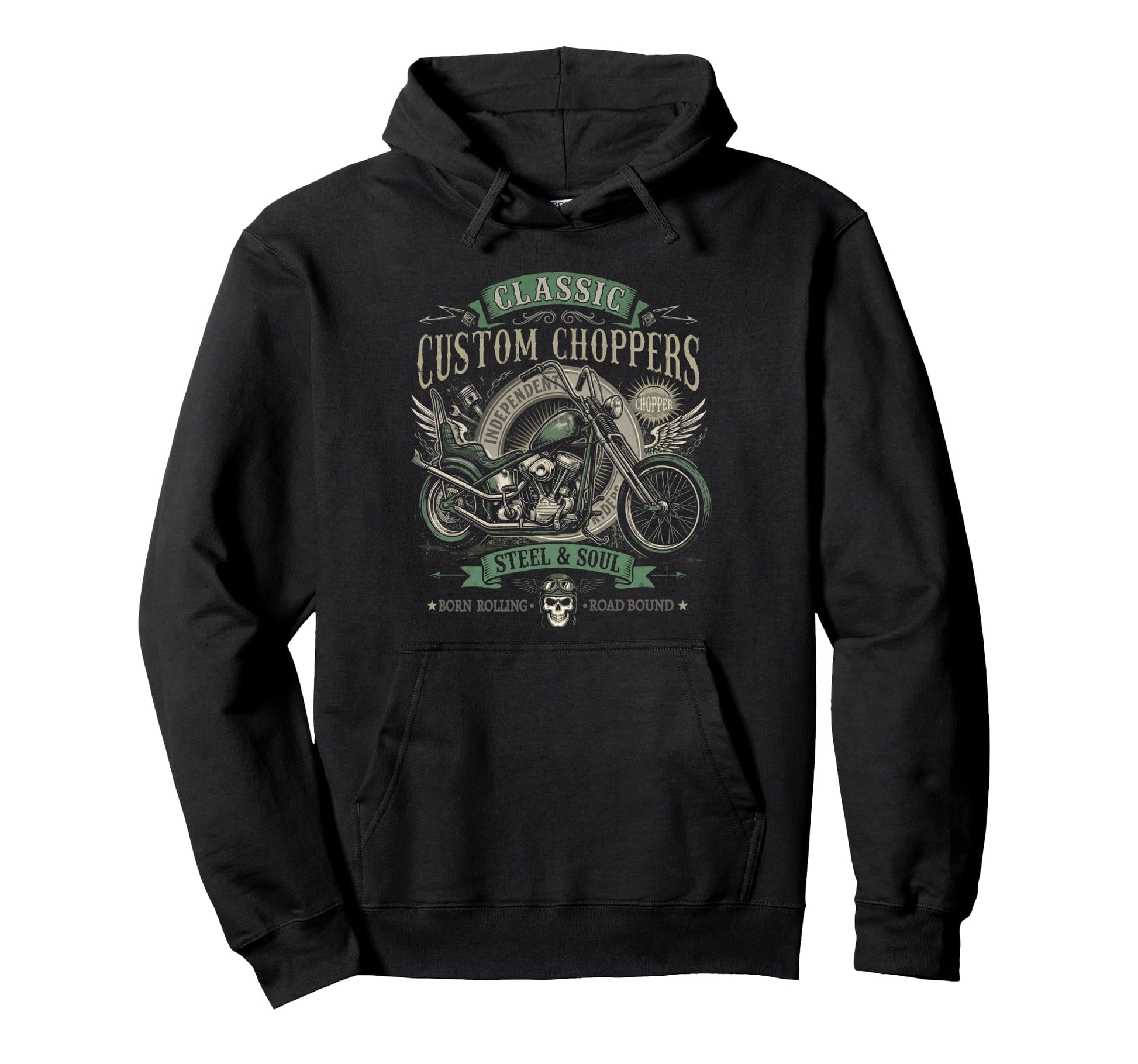 Biker Dad Grunge Fathers Day Chopper Hoodie - Graphic Print Unisex - T-Shirt, Sweatshirt, Hoodie