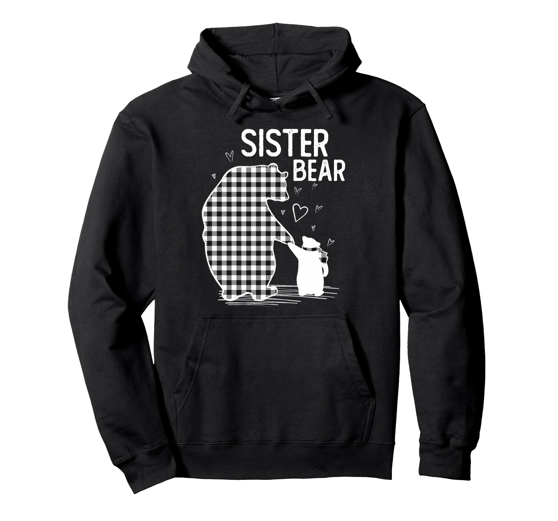 Sister Bear Pajama Grey Buffalo Plaid Hoodie - Unique Graphic for Adults - T-Shirt, Sweatshirt, Hoodie
