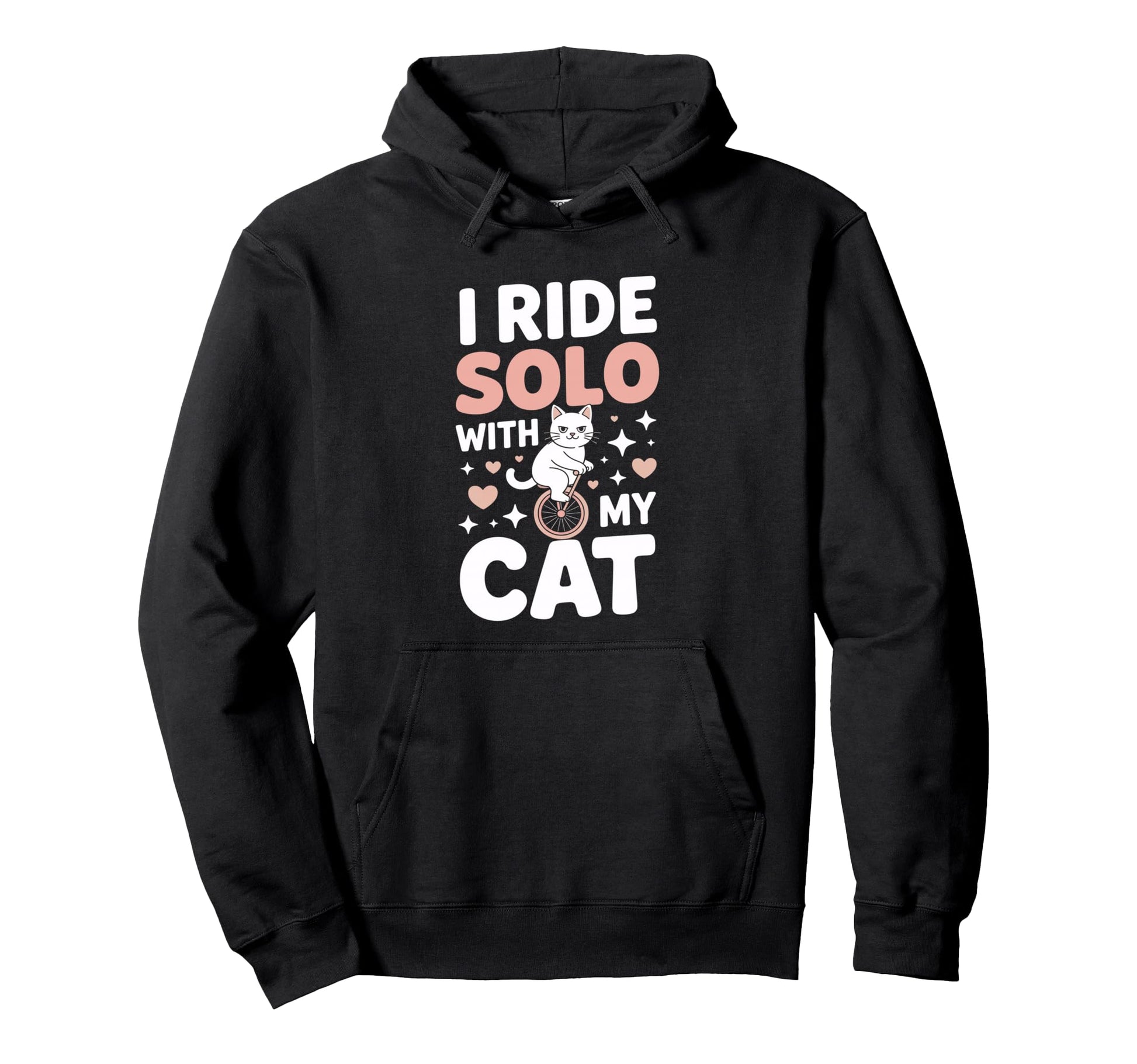 I Ride Solo My Cat Funny Cat Lover Hoodie - Graphic Print for Adults - T-Shirt, Sweatshirt, Hoodie