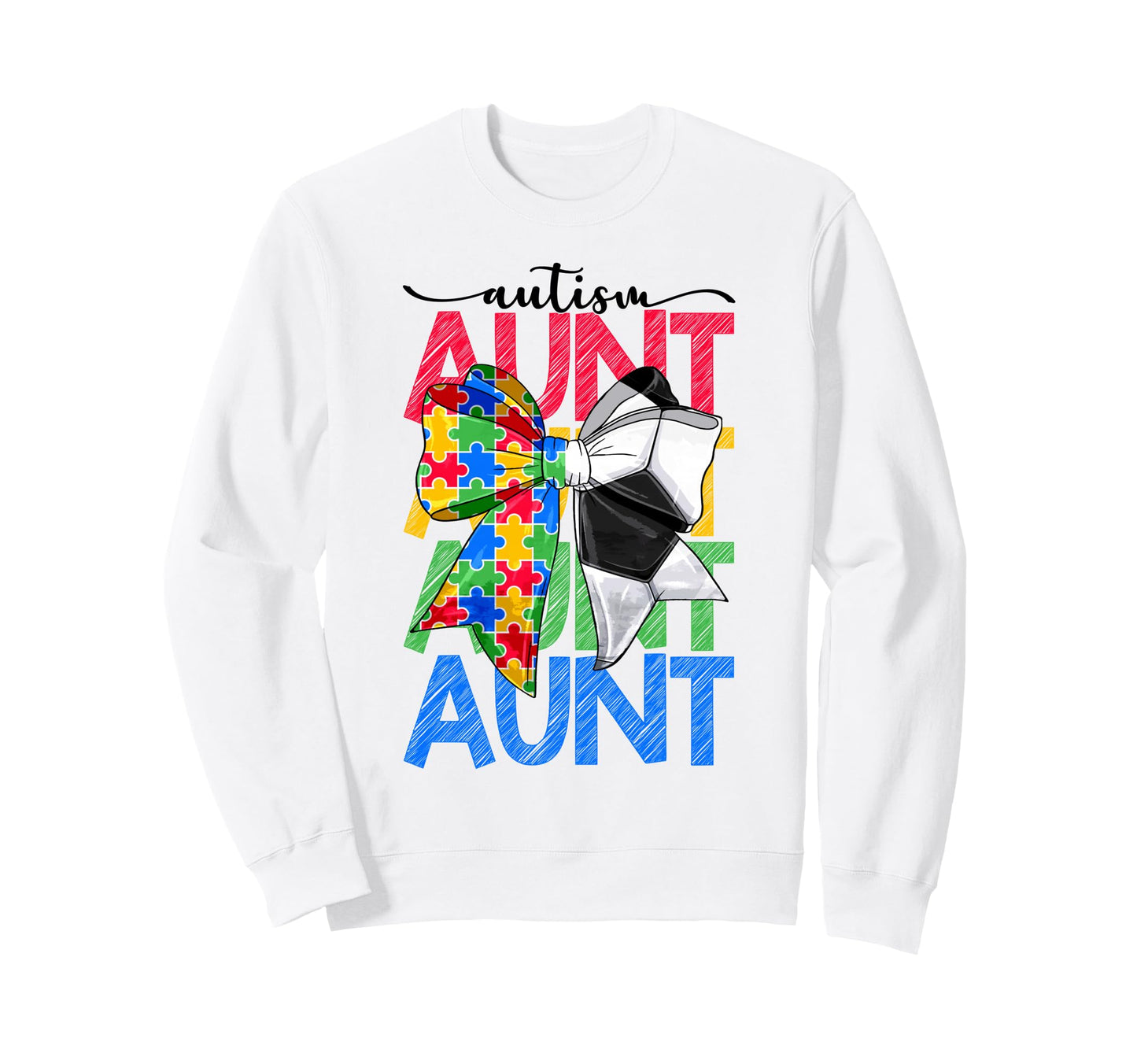 Autism Aunt Autism Awareness Coquette Sweatshirt - Streetwear Style Unisex - T-Shirt, Sweatshirt, Hoodie