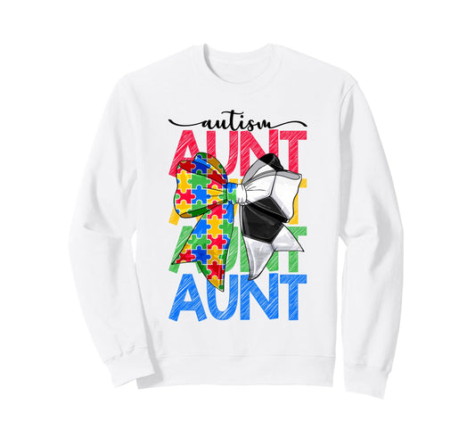 Autism Aunt Autism Awareness Coquette Sweatshirt - Streetwear Style Unisex - T-Shirt, Sweatshirt, Hoodie