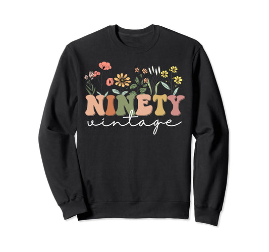90 Years Old 90Th Birthday Wildflower Sweatshirt - Minimalist Print Unisex - T-Shirt, Sweatshirt, Hoodie