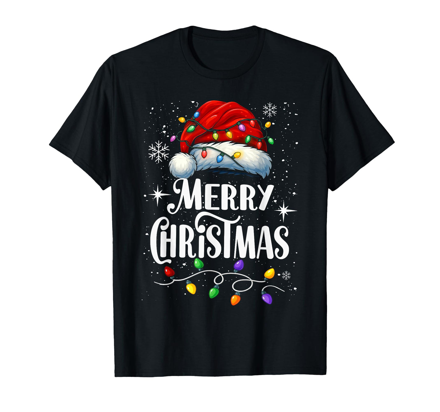 Merry Lights Santa Hat Family T-Shirt - Novelty Apparel for Adults - T-Shirt, Sweatshirt, Hoodie