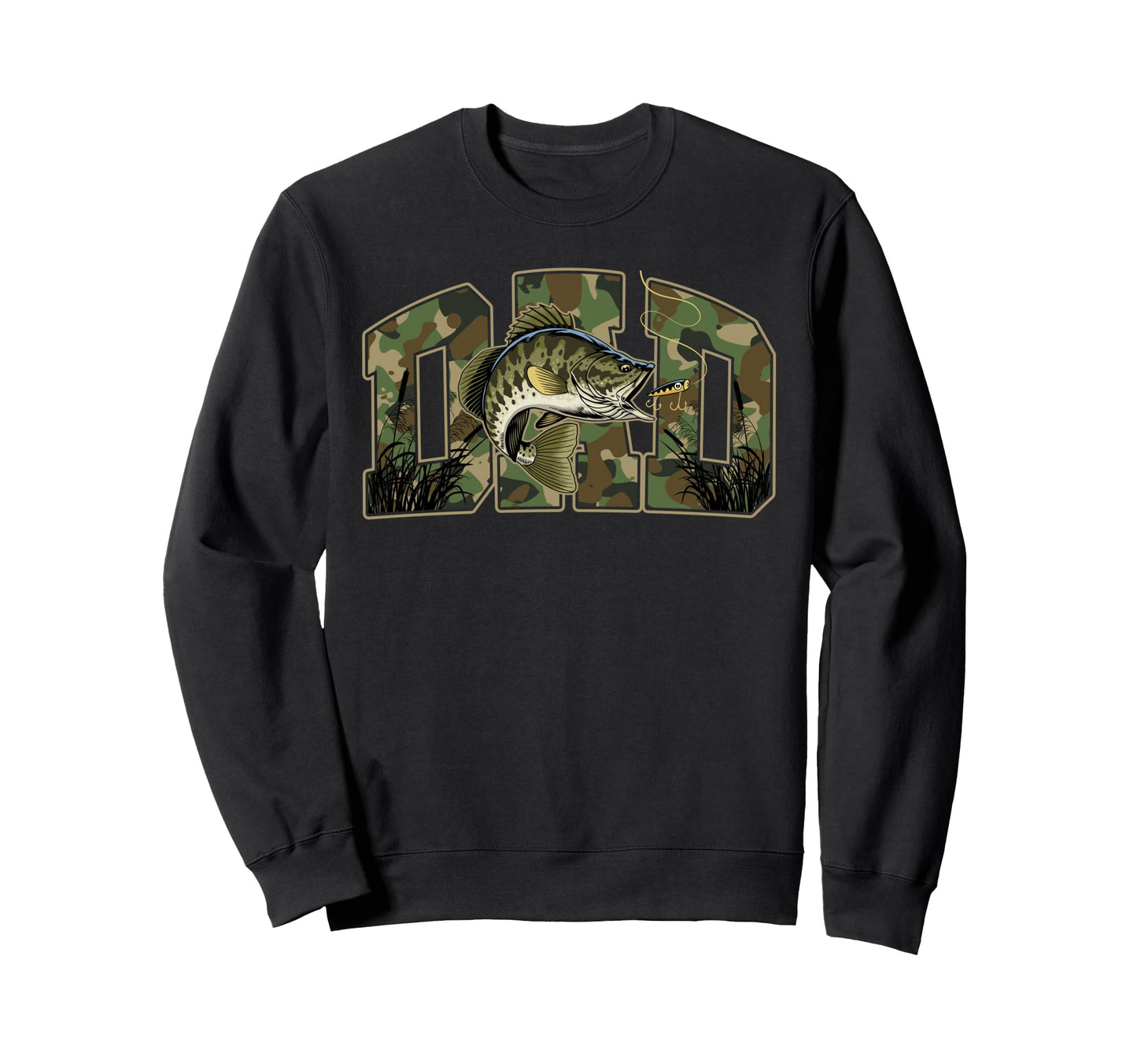 Fishing Dad Camo Funny Fathers Sweatshirt - Casual Everyday Wear Men Women - T-Shirt, Sweatshirt, Hoodie