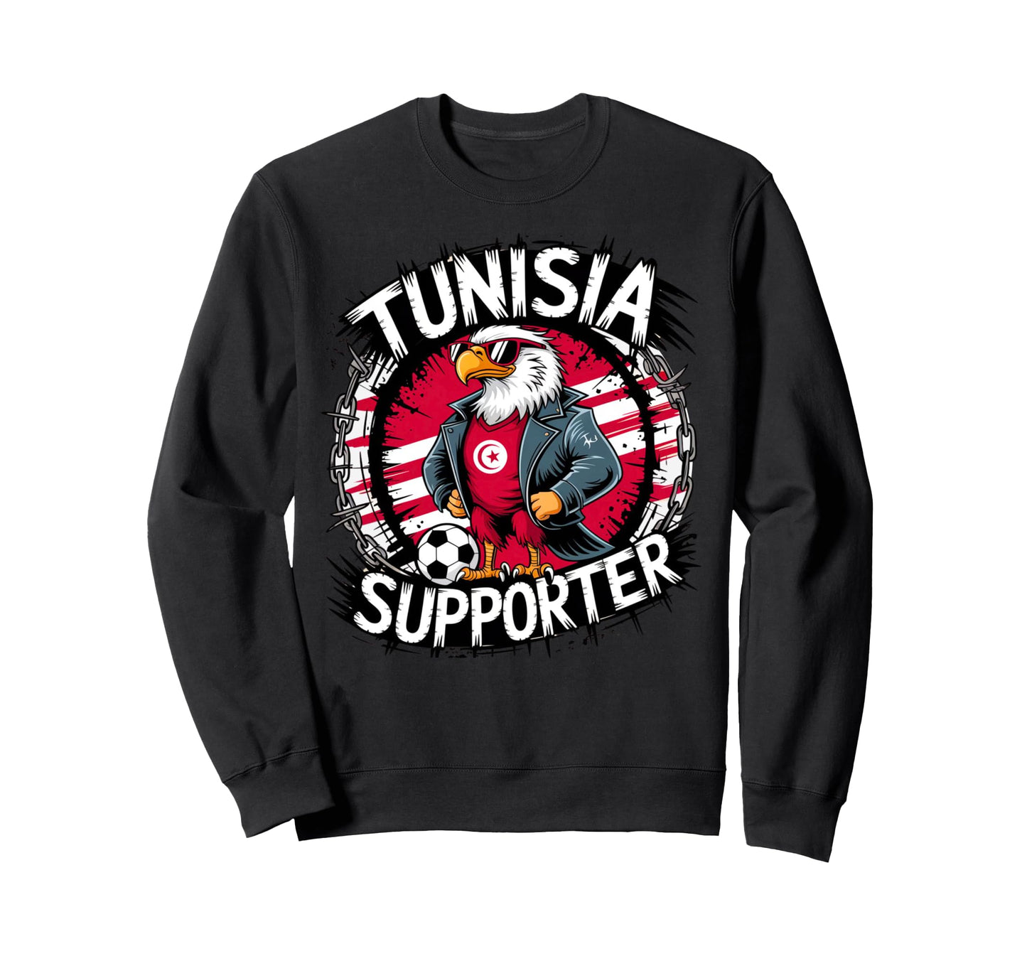 Tunisian Flag Football Fans Sweatshirt - Unique Graphic for Adults - T-Shirt, Sweatshirt, Hoodie