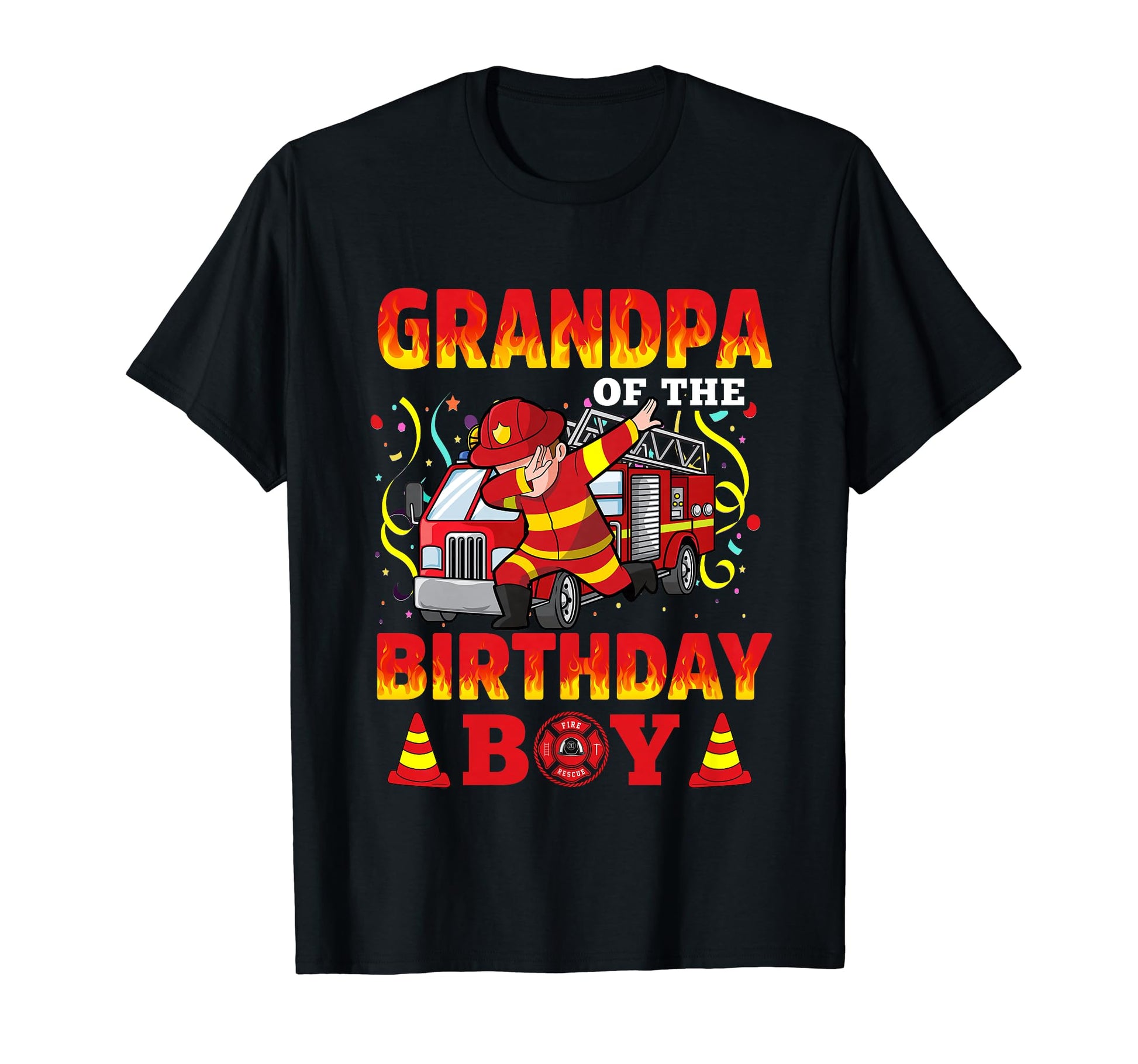 Grandpa Birthday Fire Truck T-Shirt - Fun Novelty Design Men Women - T-Shirt, Sweatshirt, Hoodie