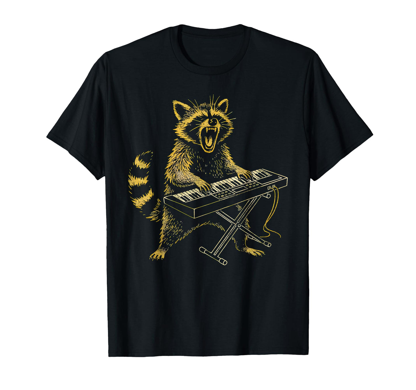 Raccoon Playing Piano Rock Keyboard T-Shirt - Aesthetic Graphic Unisex - T-Shirt, Sweatshirt, Hoodie
