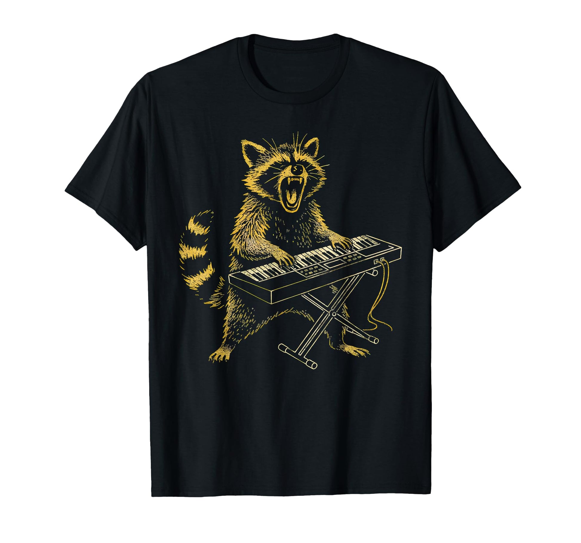 Raccoon Playing Piano Rock Keyboard T-Shirt - Aesthetic Graphic Unisex - T-Shirt, Sweatshirt, Hoodie