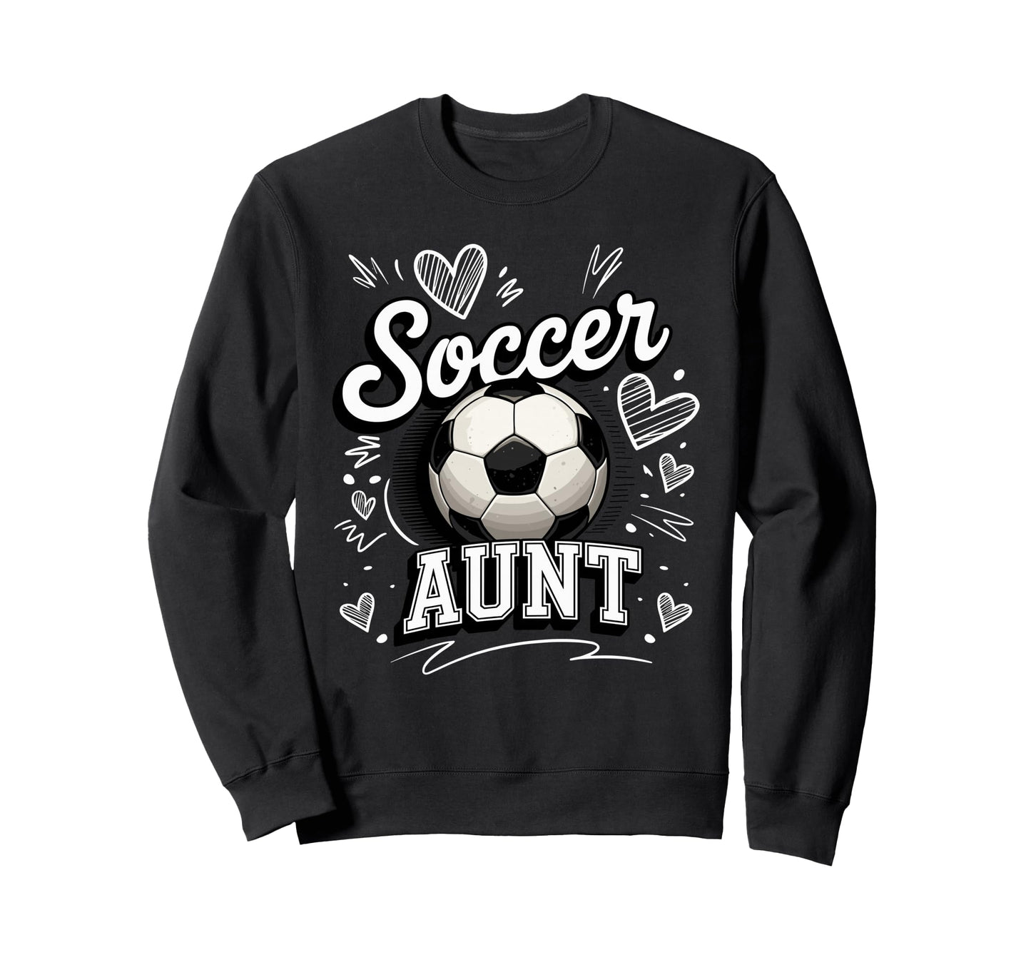 Soccer Aunt Heart Football Sweatshirt - Casual Everyday Wear for Adults - T-Shirt, Sweatshirt, Hoodie