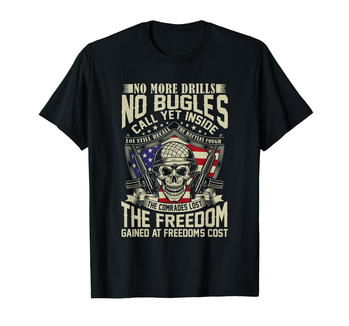 No More Drills No Bugles Veteran Dad T-Shirt - Custom Art Print for Adults - T-Shirt, Sweatshirt, Hoodie