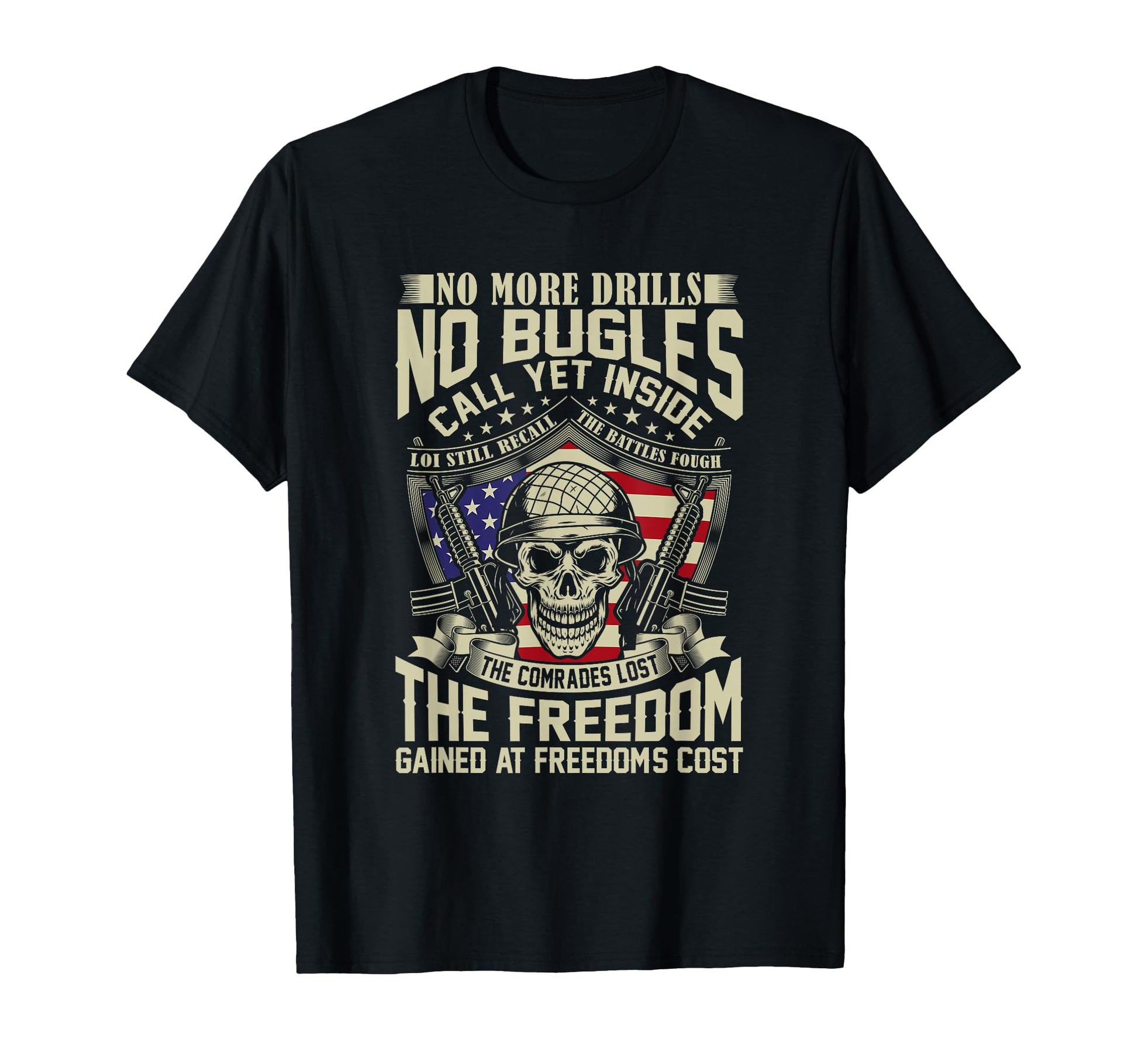 No More Drills No Bugles Veteran Dad T-Shirt - Custom Art Print for Adults - T-Shirt, Sweatshirt, Hoodie