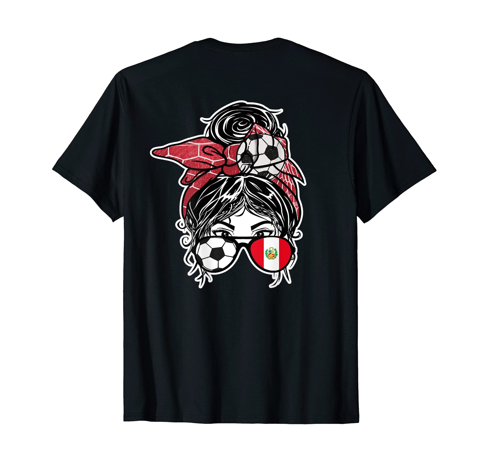 Messy Bun Hair Peruvian Soccer Peru Jersey T-Shirt - Graphic Print Unisex - T-Shirt, Sweatshirt, Hoodie