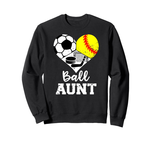 Ball Aunt Heart Funny Soccer Sweatshirt - Graphic Print for Adults - T-Shirt, Sweatshirt, Hoodie
