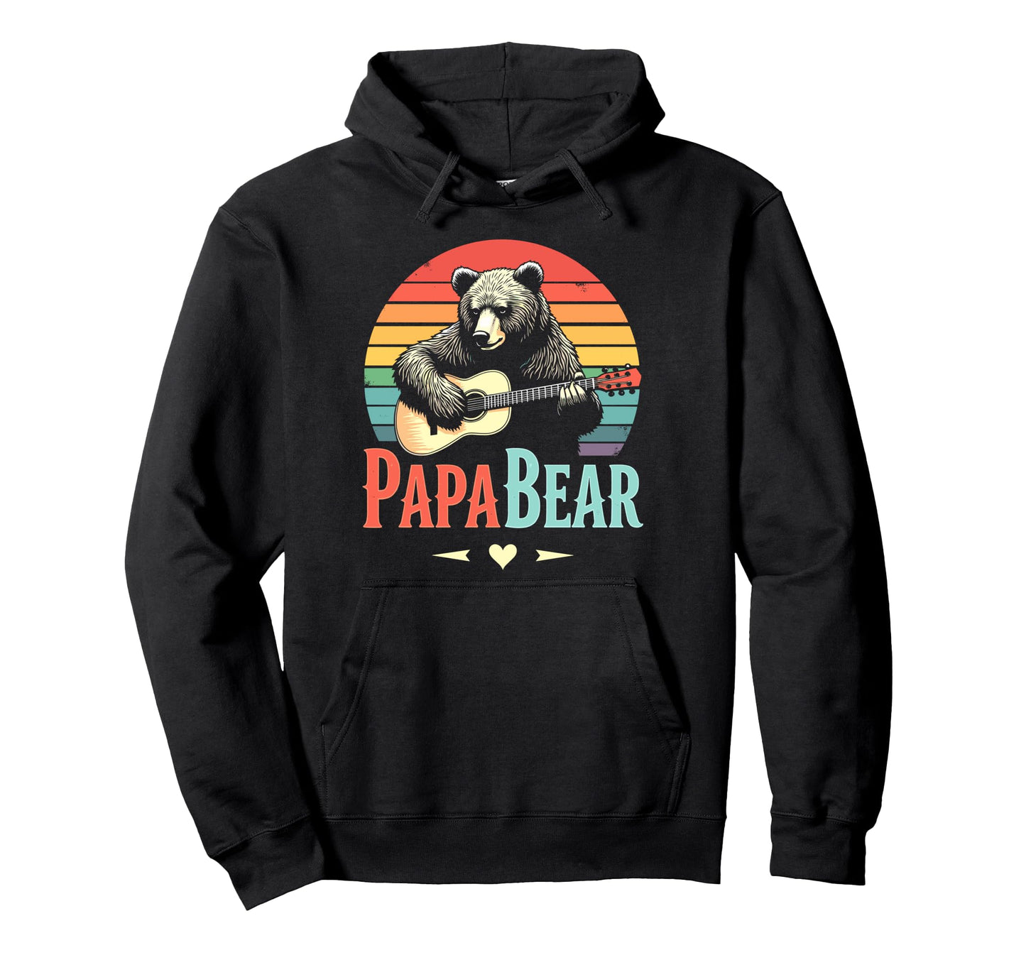 Papa Bear Guitar Sunset Hoodie - Unique Graphic Men Women - T-Shirt, Sweatshirt, Hoodie