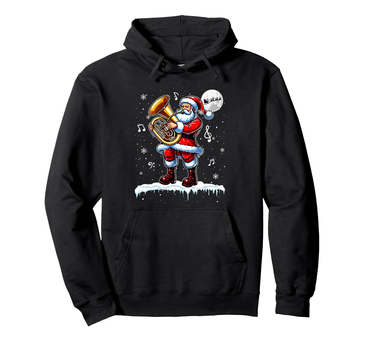 Funny Santa Playing Tuba Instrumentalist Hoodie - Unique Graphic Unisex - T-Shirt, Sweatshirt, Hoodie