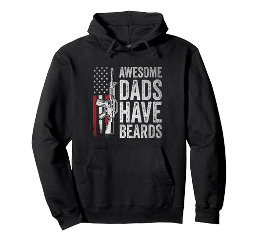 Awesome Dads Have Beards Usa Flag Hoodie - Trendy Graphic Men Women - T-Shirt, Sweatshirt, Hoodie