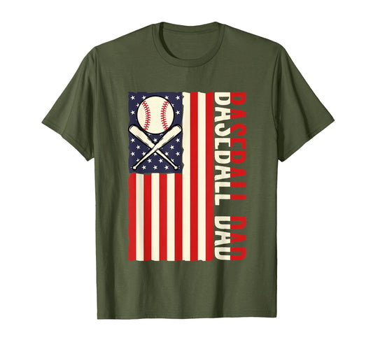 American Flag Baseball Dad Fan T-Shirt - Casual Everyday Wear Men Women - T-Shirt, Sweatshirt, Hoodie