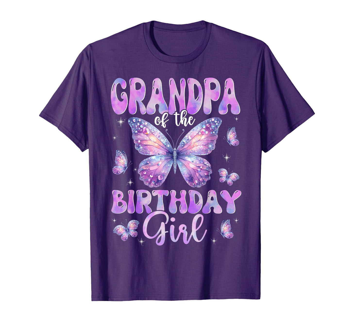 Grandpa Birthday Butterfly Family T-Shirt - Casual Everyday Wear Men Women - T-Shirt, Sweatshirt, Hoodie