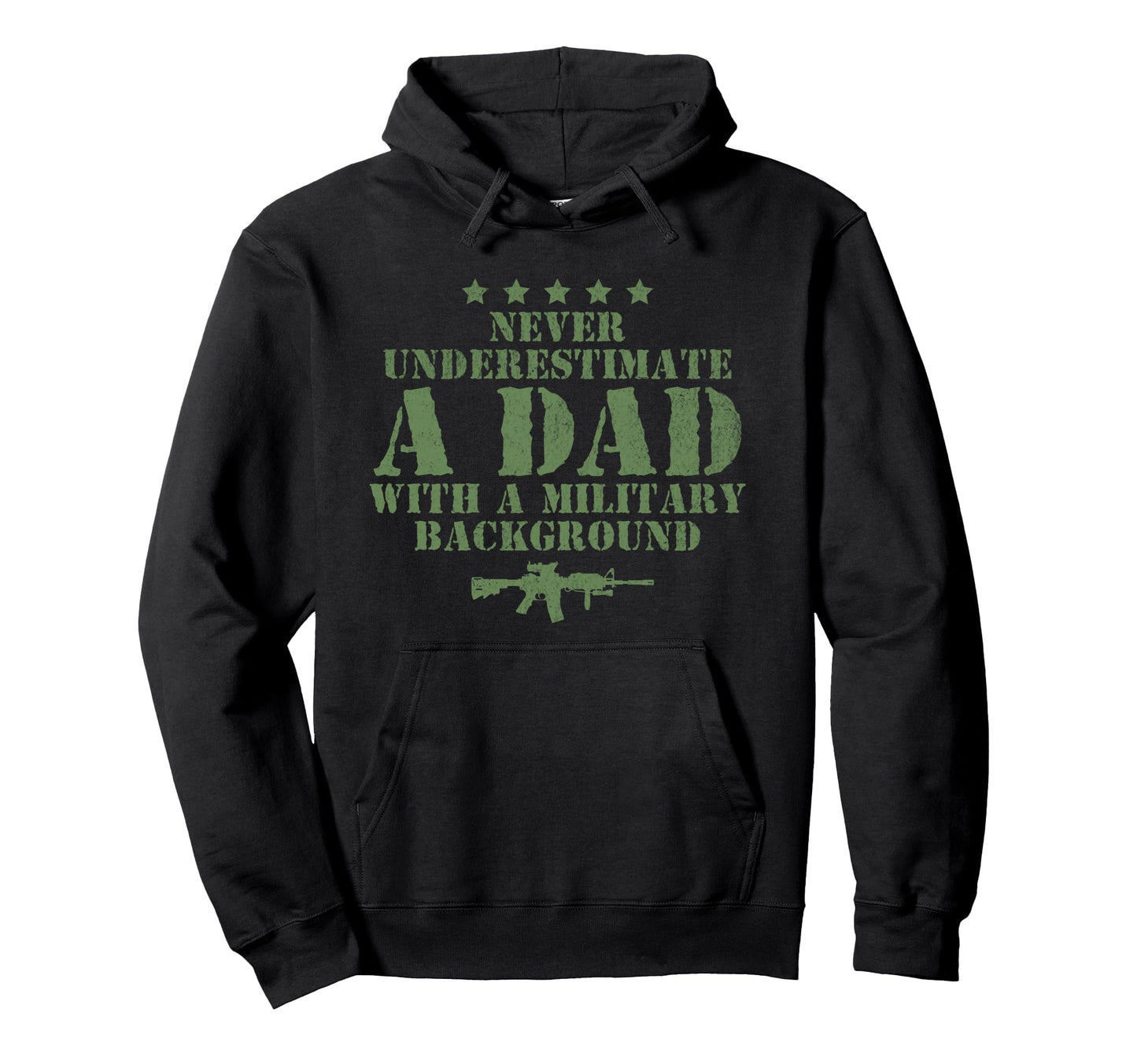 Funny Never Underestimate Dad Military Hoodie - Novelty Apparel for Adults - T-Shirt, Sweatshirt, Hoodie