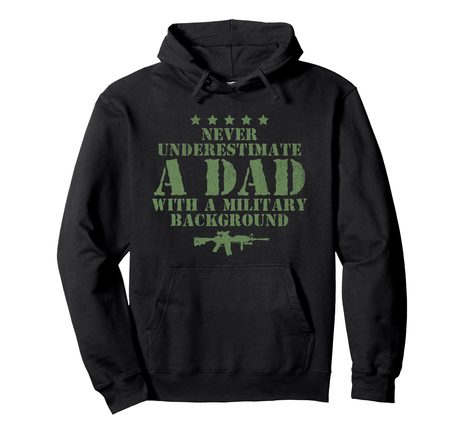 Funny Never Underestimate Dad Military Hoodie - Novelty Apparel for Adults - T-Shirt, Sweatshirt, Hoodie