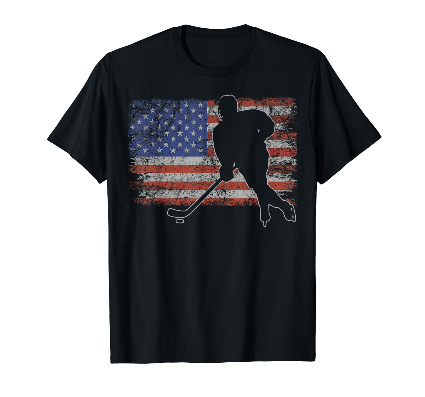 Ice Hockey Usa Flag Hockey 4Th July T-Shirt - Minimalist Print for Adults - T-Shirt, Sweatshirt, Hoodie