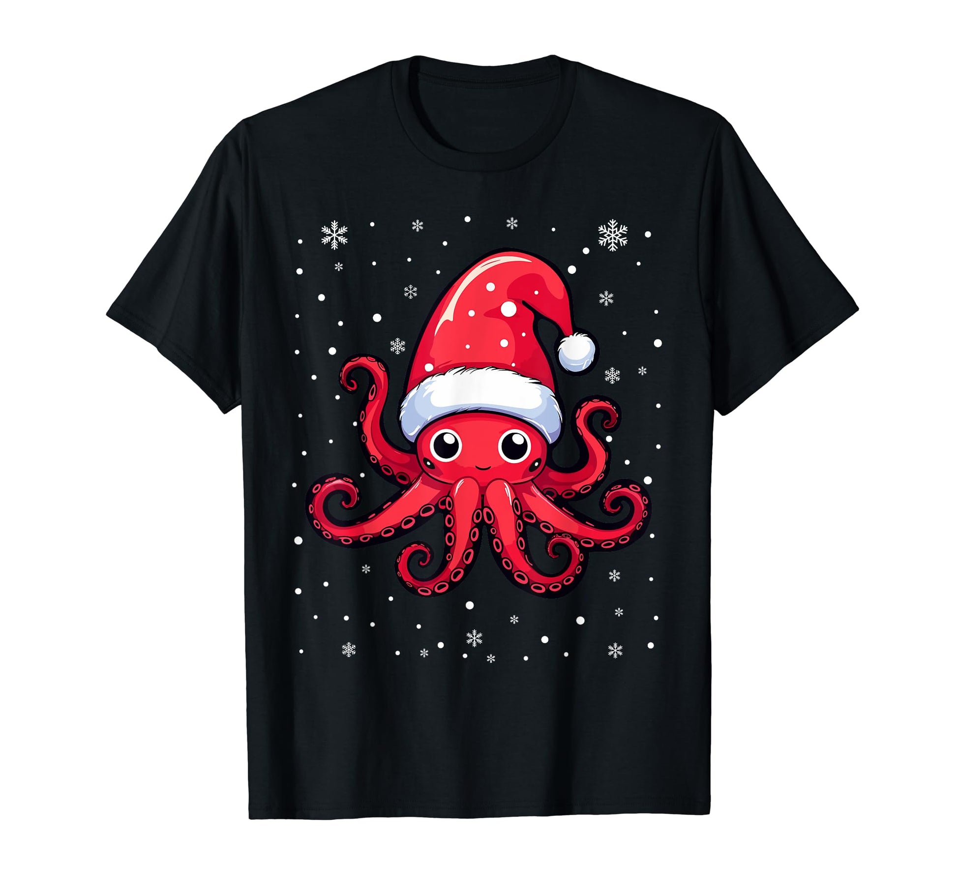 Octopus Santa Hat Pajama T-Shirt - Custom Art Print for Adults - T-Shirt, Sweatshirt, Hoodie