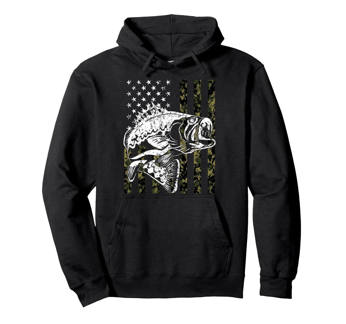 Fishing Camouflage American Flag Hoodie - Fun Novelty Design Men Women - T-Shirt, Sweatshirt, Hoodie