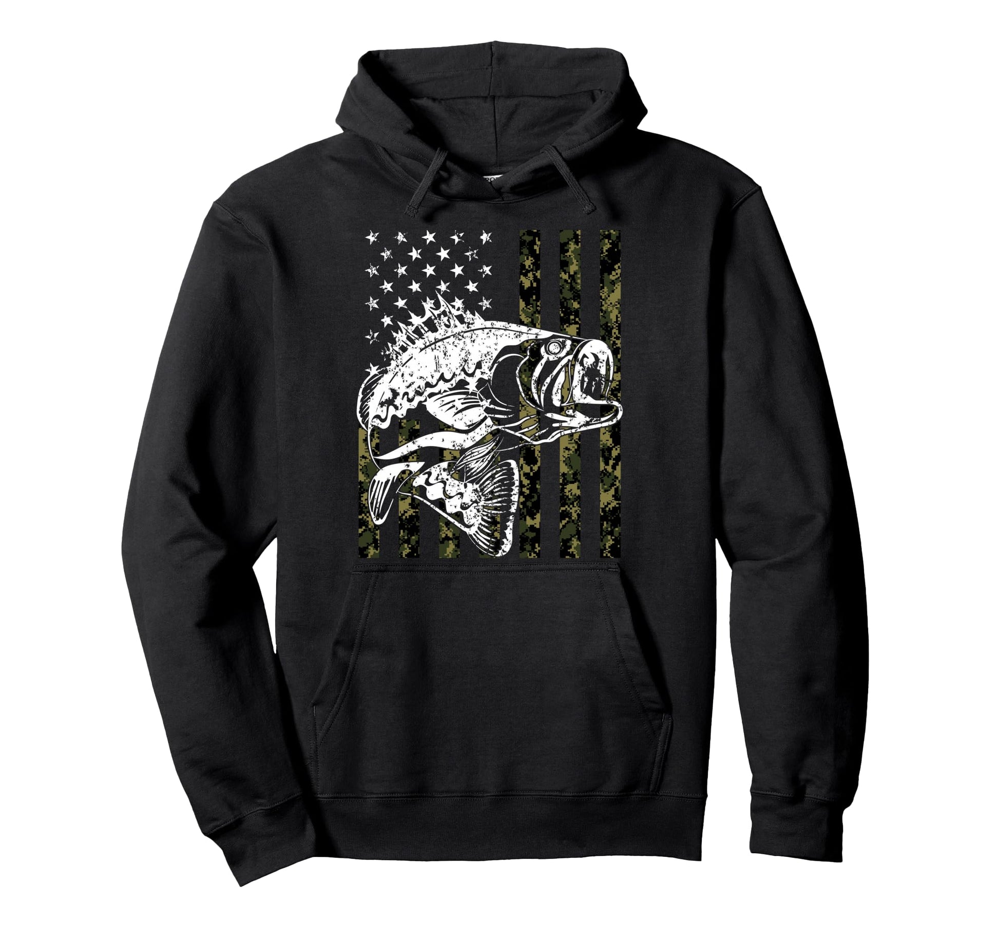Fishing Camouflage American Flag Hoodie - Fun Novelty Design Men Women - T-Shirt, Sweatshirt, Hoodie
