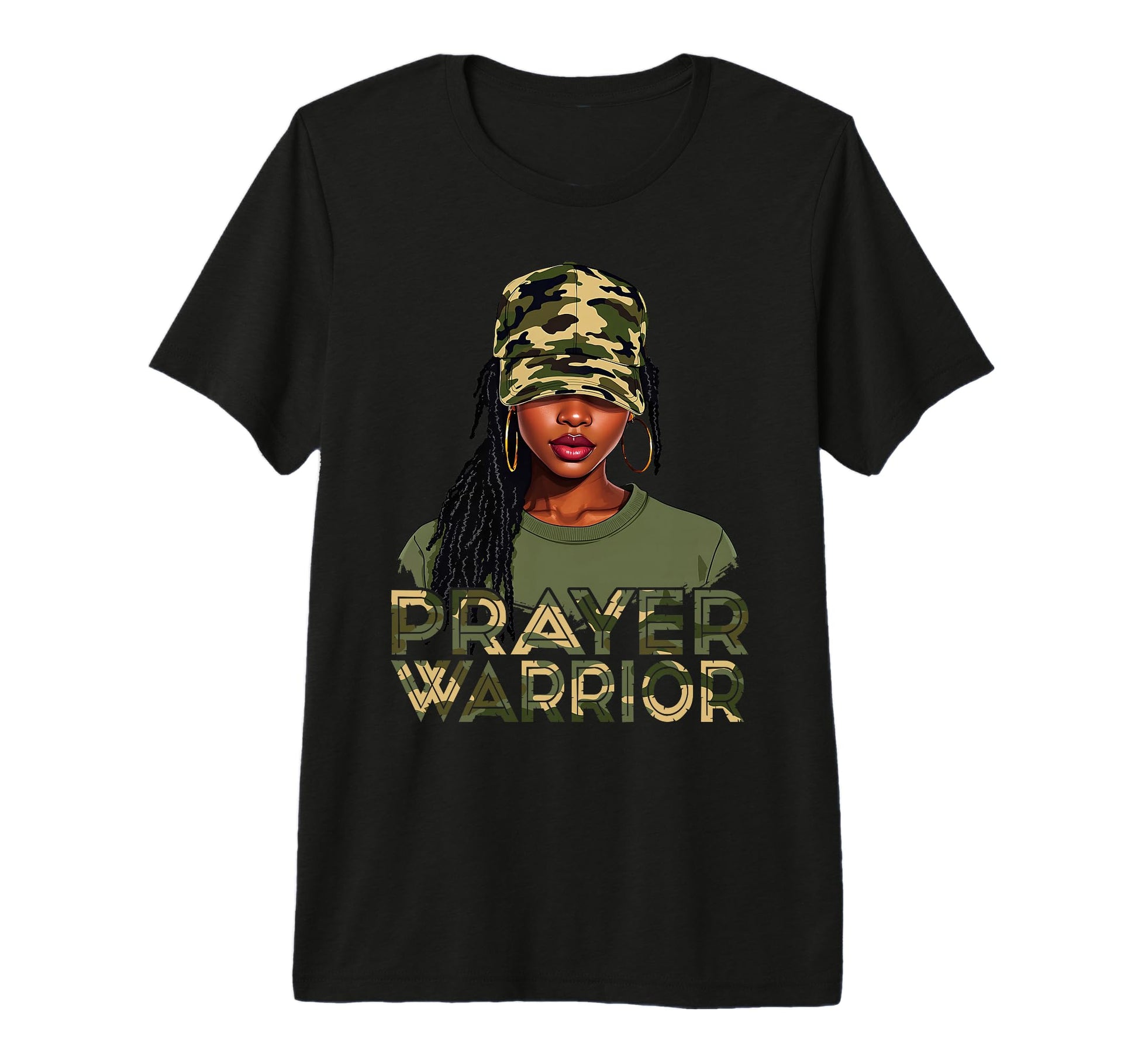 Camo Hat Prayer Warrior God Jesus T-Shirt - Unique Graphic for Adults - T-Shirt, Sweatshirt, Hoodie