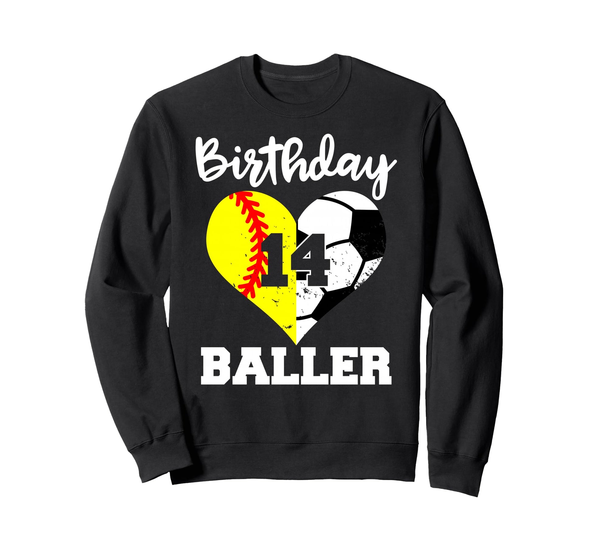 14Th Birthday Baller Funny 14 Year Sweatshirt - Minimalist Print Unisex - T-Shirt, Sweatshirt, Hoodie