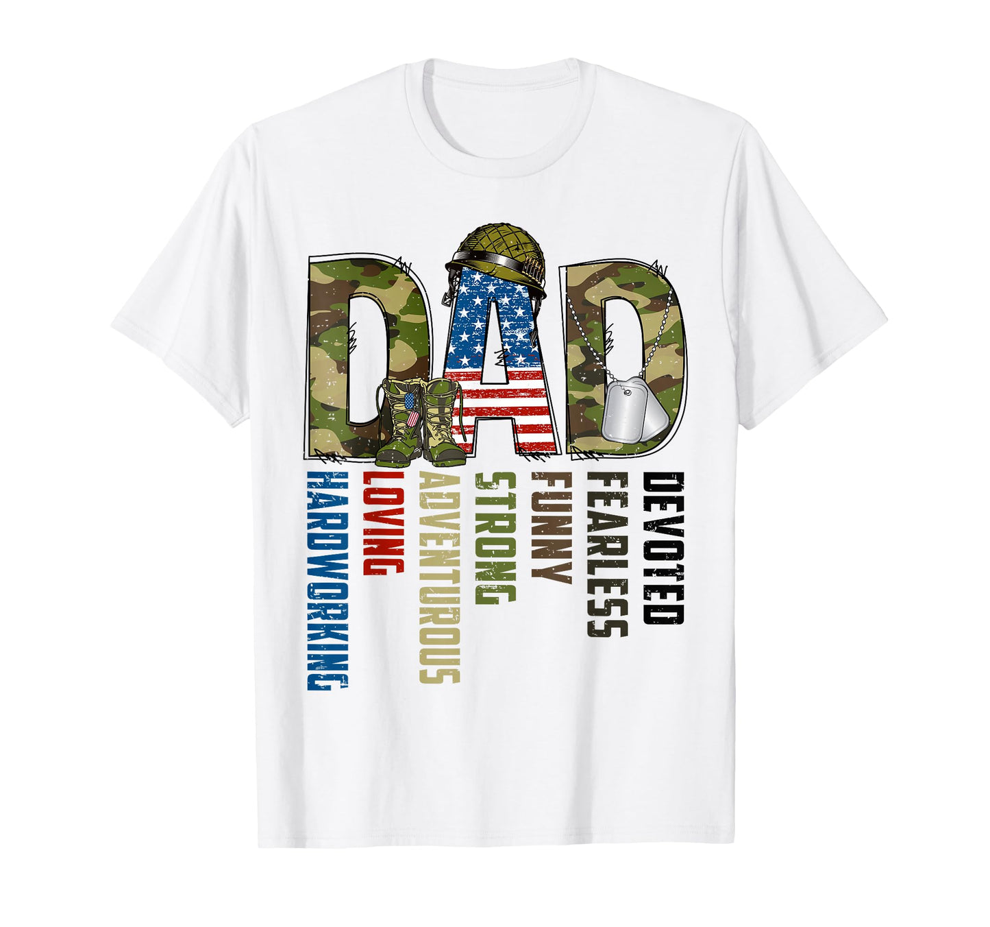 Dad Veteran Camo Army Military Us T-Shirt - Novelty Apparel for Adults - T-Shirt, Sweatshirt, Hoodie