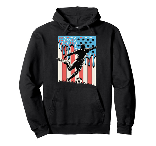 American Usa Flag Ice Cream Drip Game Hoodie - Fun Novelty Design Unisex - T-Shirt, Sweatshirt, Hoodie