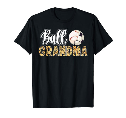 Ball Grandma Leopard Soccer Baseball T-Shirt - Graphic Print for Adults - T-Shirt, Sweatshirt, Hoodie
