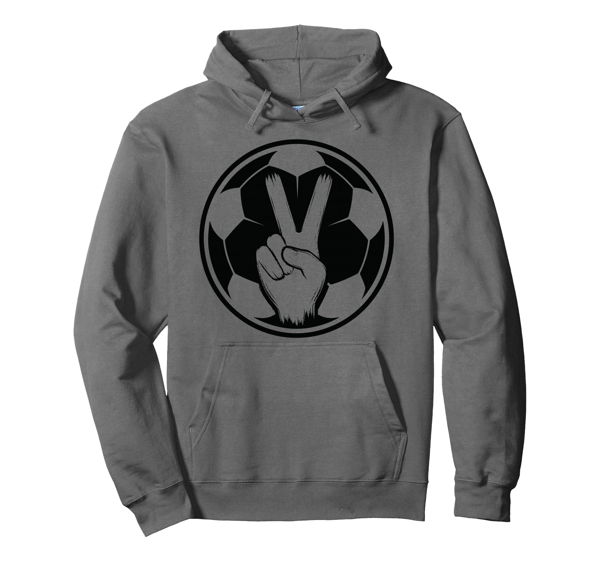 Soccer Peace Sign V Fingers Ball Hoodie - Fun Novelty Design for Adults - T-Shirt, Sweatshirt, Hoodie