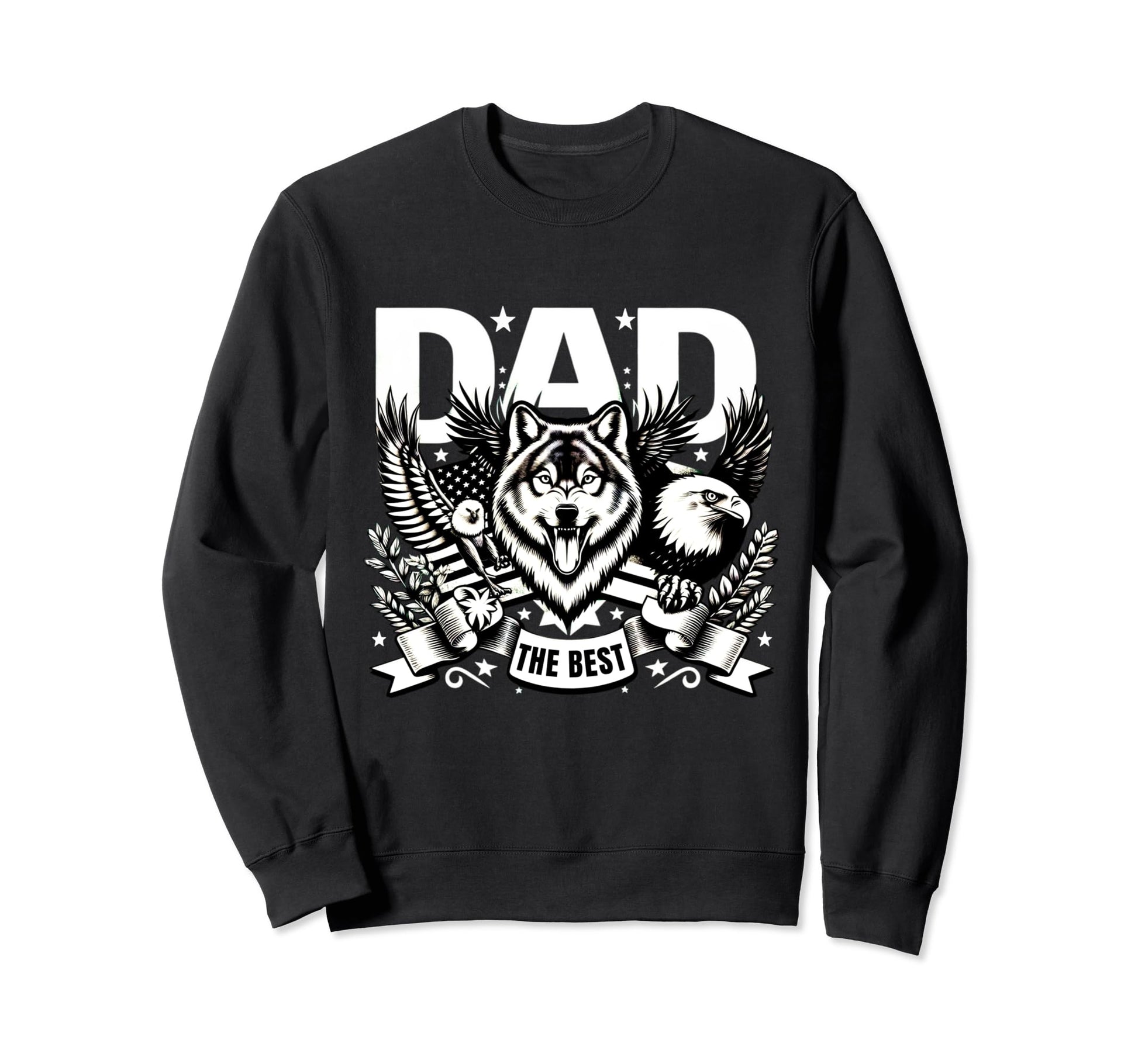 Best Dad Wolf Bald Eagle American Sweatshirt - Trendy Graphic for Adults - T-Shirt, Sweatshirt, Hoodie