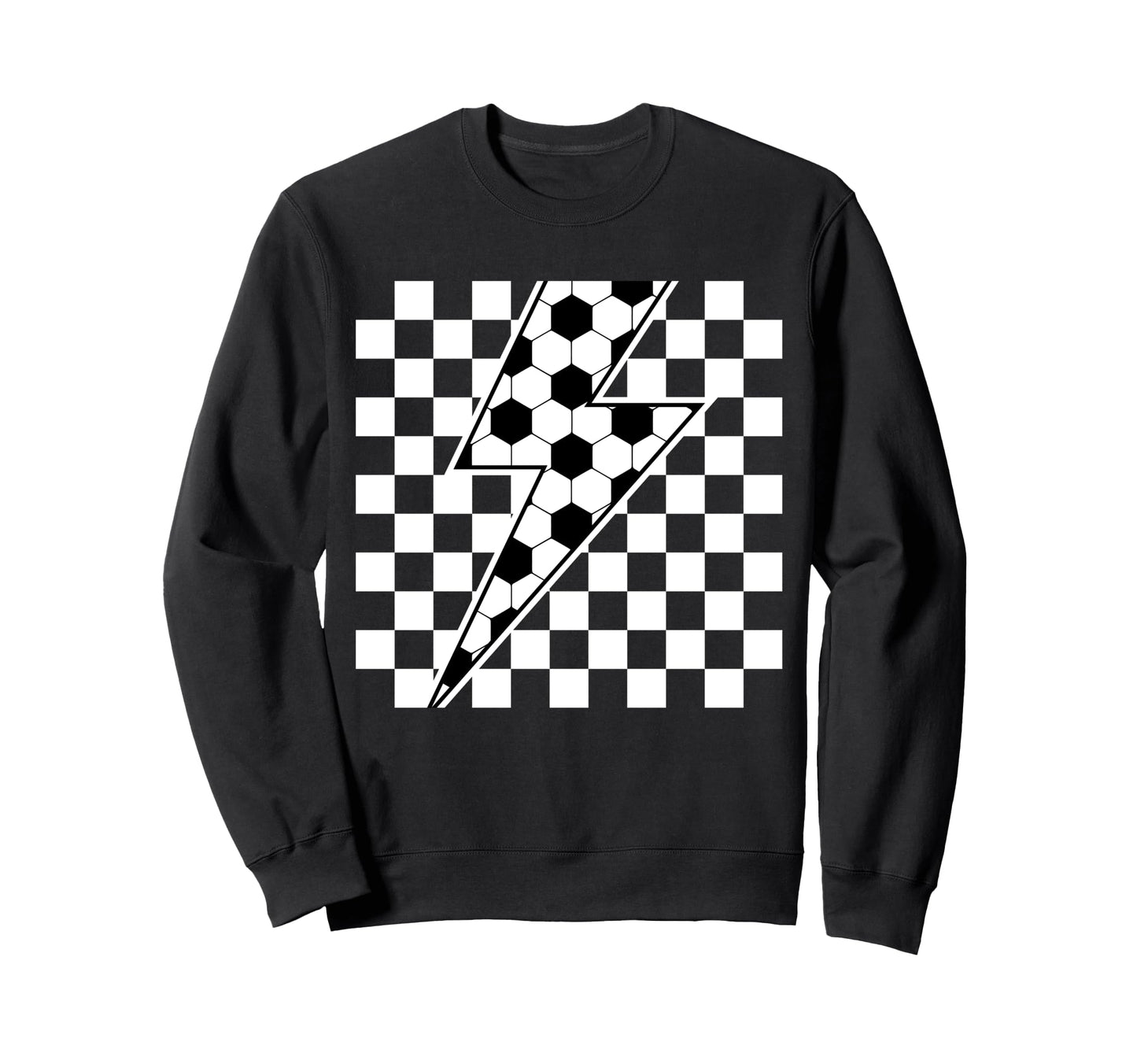 Lightning Bolt Checkered Sweatshirt - Minimalist Print for Adults - T-Shirt, Sweatshirt, Hoodie