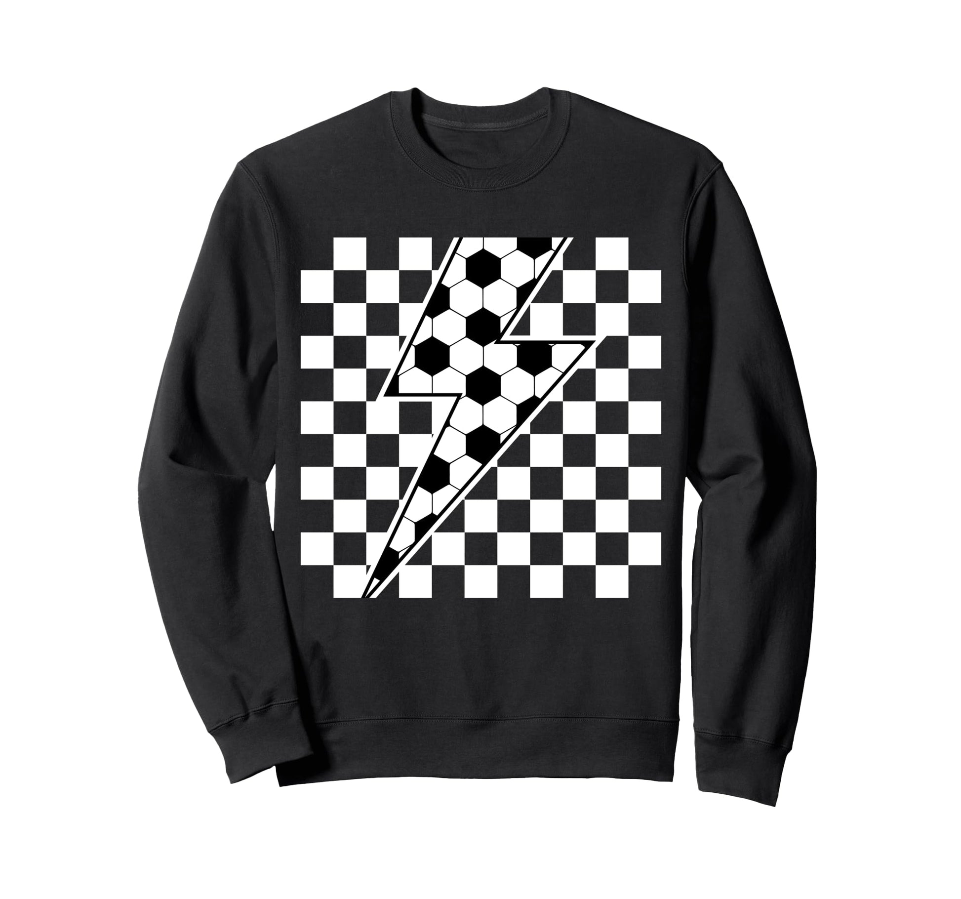 Lightning Bolt Checkered Sweatshirt - Minimalist Print for Adults - T-Shirt, Sweatshirt, Hoodie
