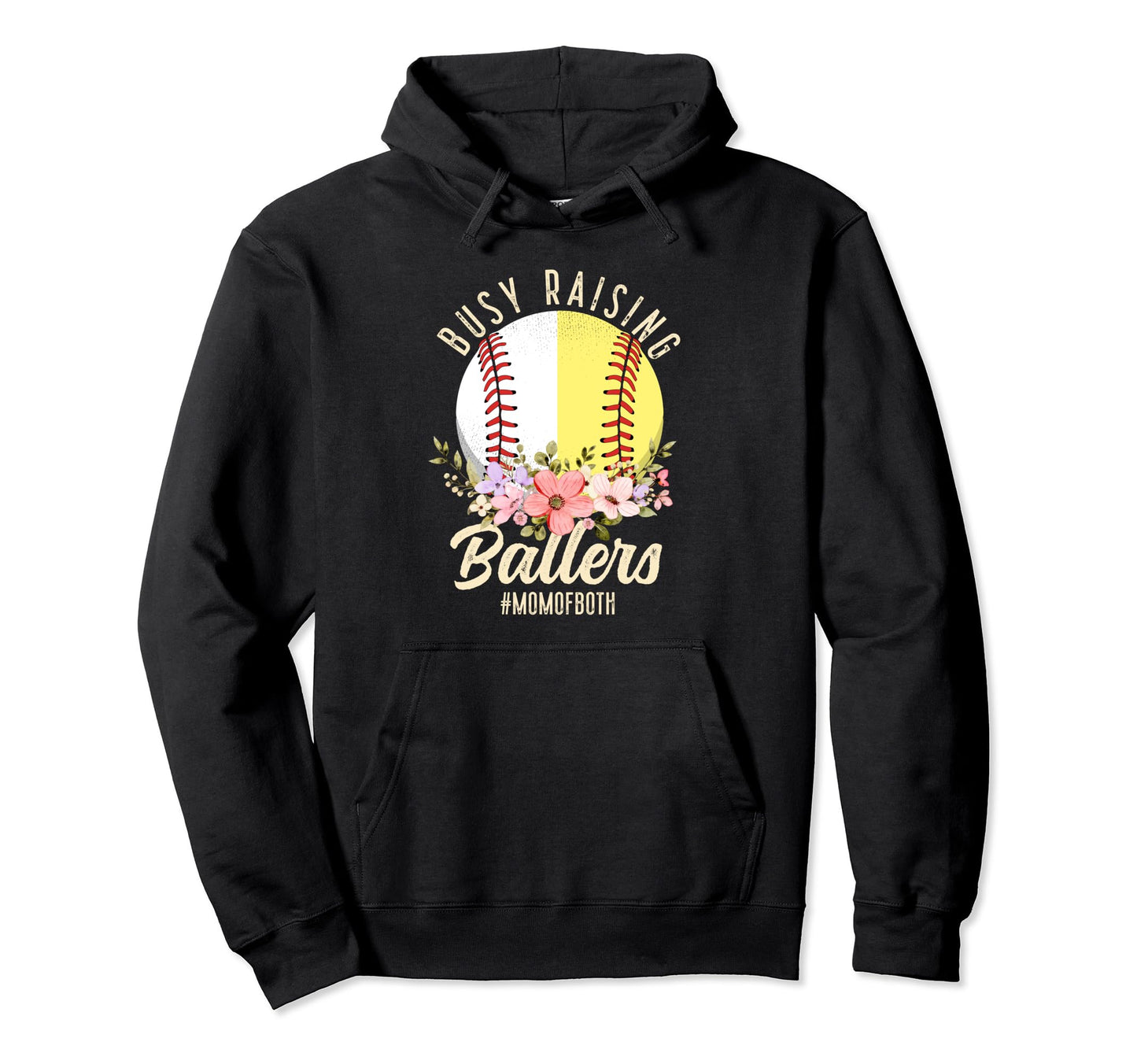 Baseball Softball Mom Both Busy Raising Hoodie - Fun Novelty Design Unisex - T-Shirt, Sweatshirt, Hoodie