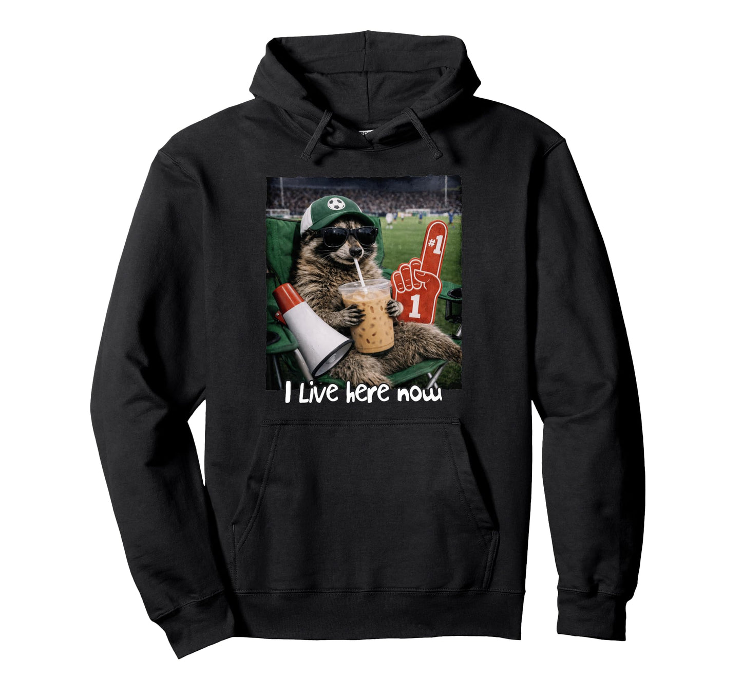 Soccer Lover Soccer Mom Game Day Racoon I Hoodie - Trendy Graphic Unisex - T-Shirt, Sweatshirt, Hoodie