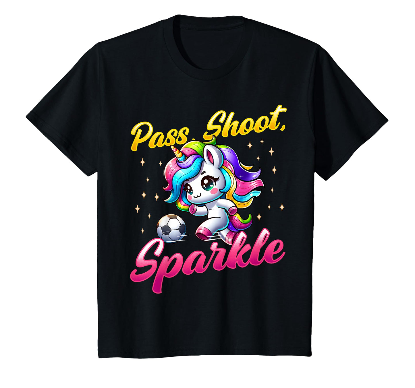 Pass Shoot Sparkle Soccer Player T-Shirt - Aesthetic Graphic for Adults - T-Shirt, Sweatshirt, Hoodie
