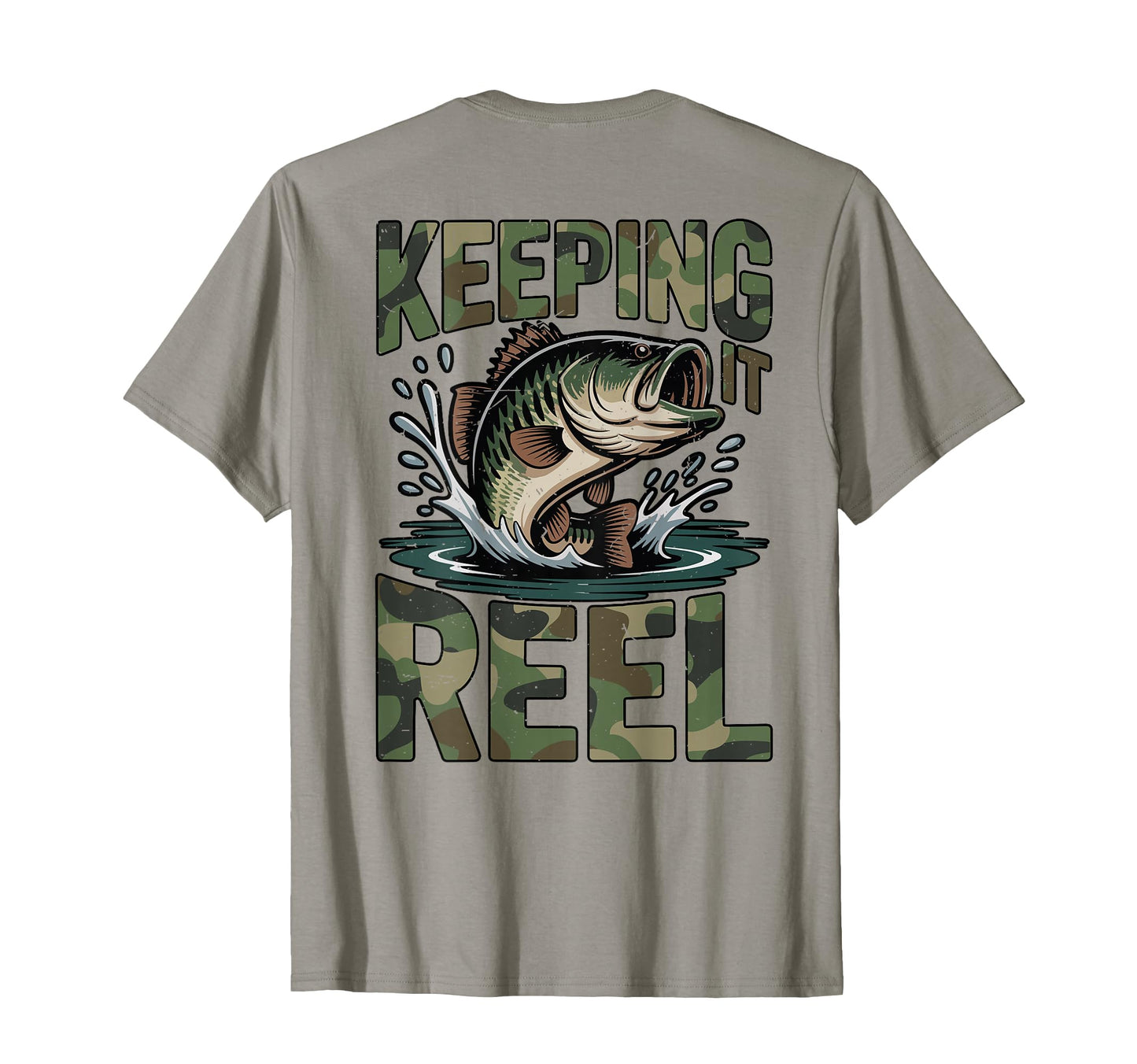 Mens Fishing Camo Bass Fish Keeping T-Shirt - Minimalist Print Men Women - T-Shirt, Sweatshirt, Hoodie