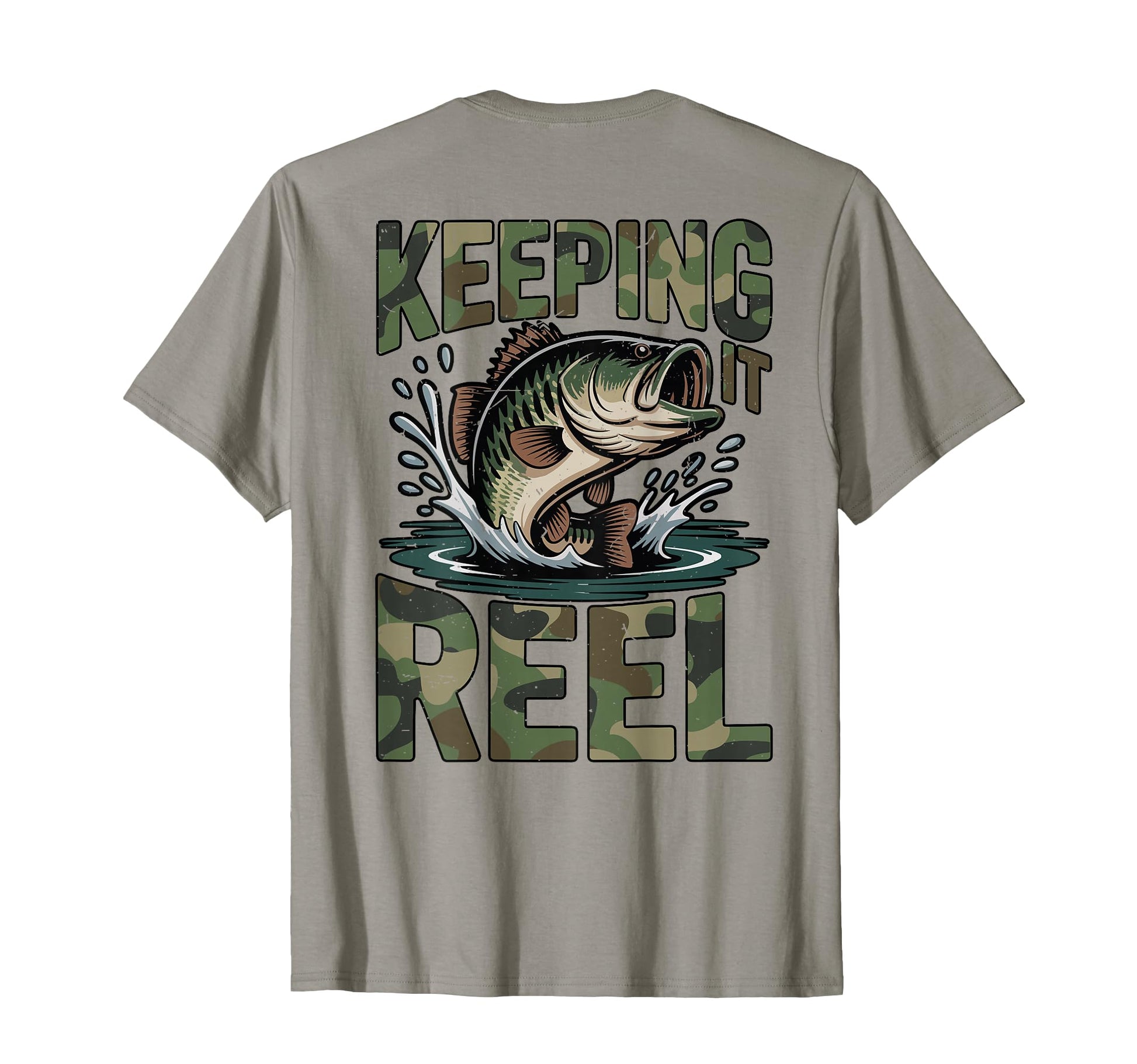 Mens Fishing Camo Bass Fish Keeping T-Shirt - Minimalist Print Men Women - T-Shirt, Sweatshirt, Hoodie