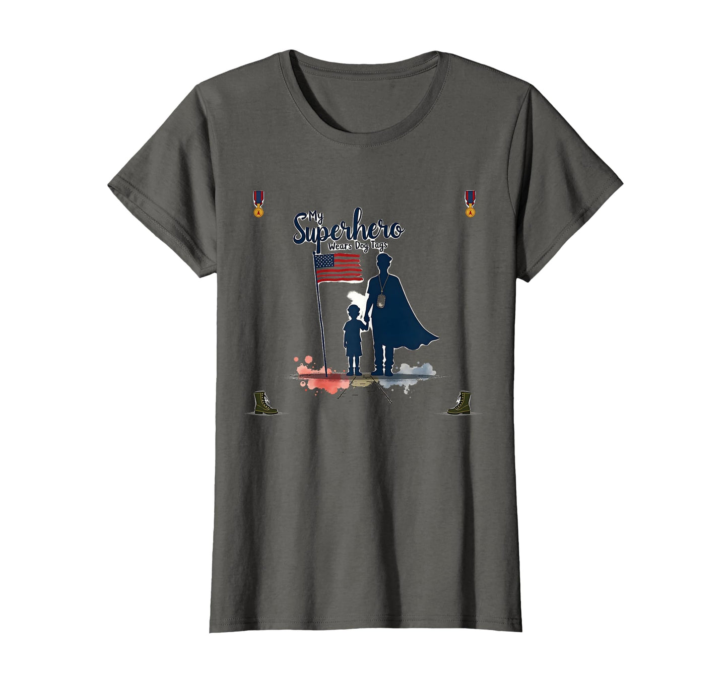 My Superhero Wears Dog Tags Proud Veteran T-Shirt - Unique Graphic Unisex - T-Shirt, Sweatshirt, Hoodie