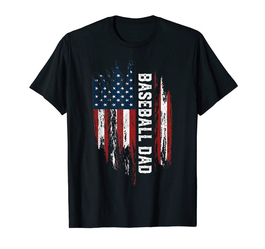 Baseball Dad American Flag 4Th July T-Shirt - Novelty Apparel Unisex - T-Shirt, Sweatshirt, Hoodie