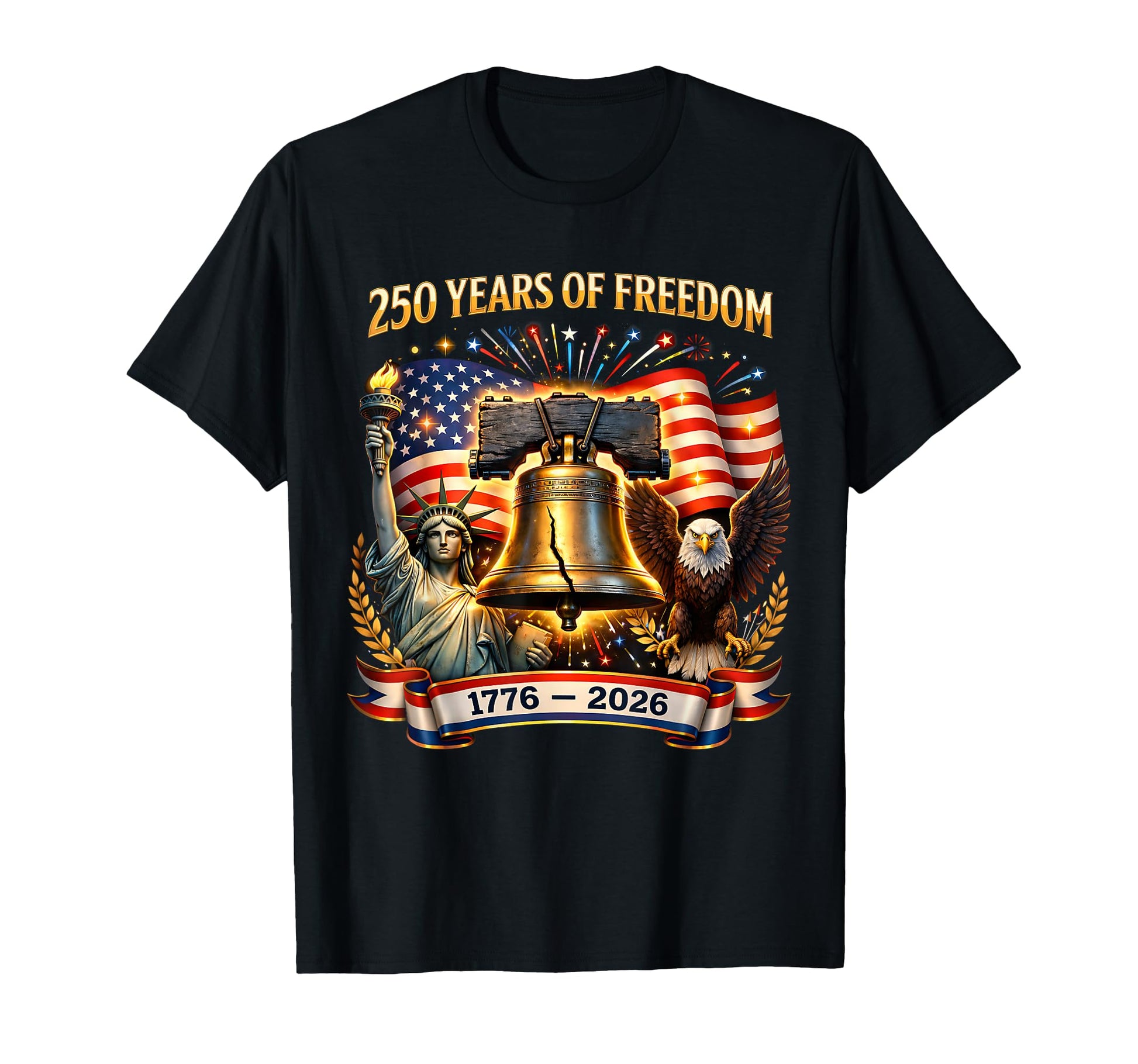 Patriotic Eagle And Flag 250 Years 1776 T-Shirt - Novelty Apparel Unisex - T-Shirt, Sweatshirt, Hoodie