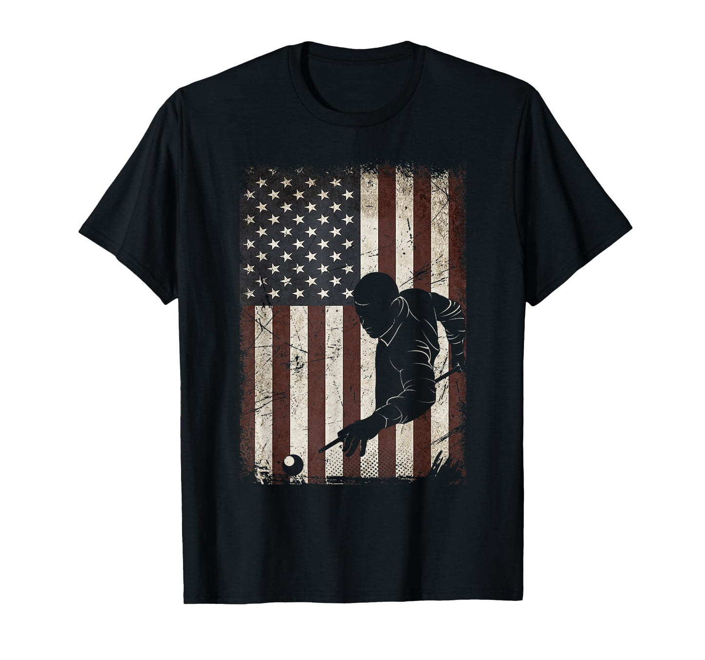 Billiard Pool Player American Flag T-Shirt - Fun Novelty Design for Adults - T-Shirt, Sweatshirt, Hoodie